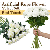 10 - 200PCS Artificial Rose Flower Silk White Rose Realistic Fake Roses with Long Stems for Party Home Wedding Valentine Birthday - Xprespick